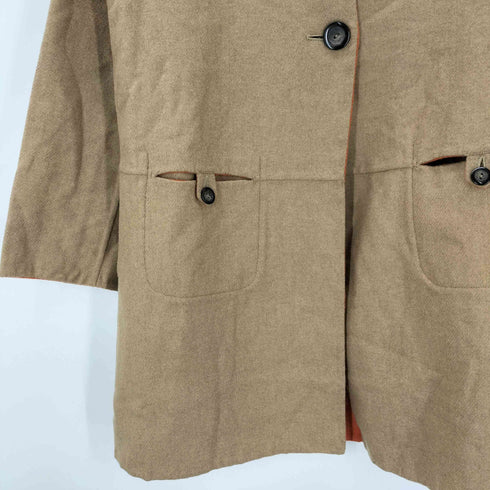 Raymayers イタリア製 生地 カシミヤ混 ウール ナイロン ノーカラー リバーシブル コート レディース  11AR